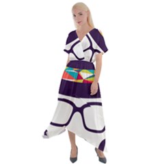 Party Hat Cartoon Cross Front Sharkbite Hem Maxi Dress by 99art