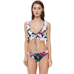 Japan Ninja-japanese-samurai-color- Low Cut Ruffle Edge Bikini Set by 99art