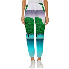 Crystal-ball-sphere-cartoon Color Background Women s Cropped Drawstring Pants by 99art