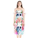 Day Of The Dead Skull Art Shoulder Tie Bardot Midi Dress View1