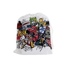 Mural Graffiti Paint Drawstring Pouch (large) by 99art