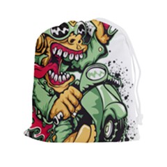 Scooter-motorcycle-graffiti Drawstring Pouch (2xl) by 99art
