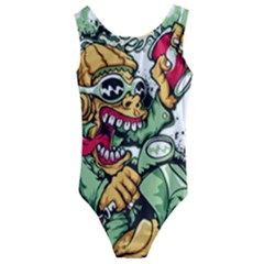 Scooter-motorcycle-graffiti Kids  Cut-out Back One Piece Swimsuit by 99art
