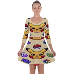 Pikachu Quarter Sleeve Skater Dress by artworkshop