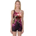 Pink Flower One Piece Boyleg Swimsuit View1