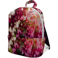 Pink Flower Zip Up Backpack by artworkshop