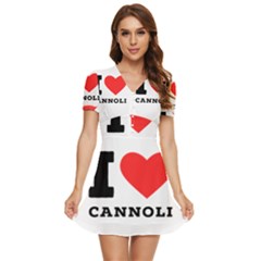 I Love Cannoli  V-neck High Waist Chiffon Mini Dress by ilovewhateva