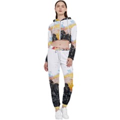 Variety Of Fruit Water Berry Food Splash Kiwi Grape Cropped Zip Up Lounge Set by B30l