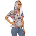 Pattern Texture Multi Colored Variation Lightweight Drawstring Hooded Top View3