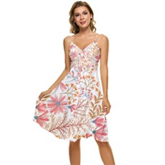 Flowers Pattern Seamless Floral Floral Pattern Sleeveless Tie Front Chiffon Dress by danenraven