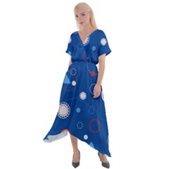 Christmas Pattern Tree Design Cross Front Sharkbite Hem Maxi Dress by Cowasu