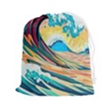 Ai Generated Waves Ocean Sea Tsunami Nautical Blue Sea (2) Drawstring Pouch (2XL) View1
