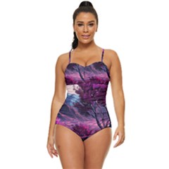 Landscape Landscape Painting Purple Purple Trees Retro Full Coverage Swimsuit by Cowasu