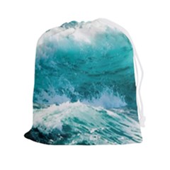 Ai Generated Waves Ocean Sea Tsunami Nautical Blue Sea Drawstring Pouch (2xl) by Cowasu