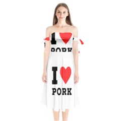 I Love Pork  Shoulder Tie Bardot Midi Dress by ilovewhateva