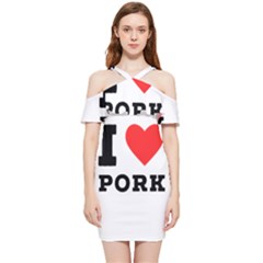 I Love Pork  Shoulder Frill Bodycon Summer Dress by ilovewhateva