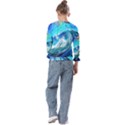 Tsunami Waves Ocean Sea Nautical Nature Water Painting Kids  Cuff Sleeve Top View2