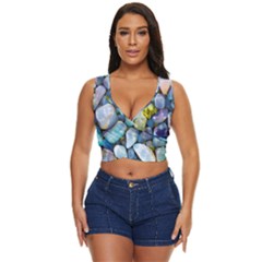 Stones Gems Multi Colored Rocks Women s Sleeveless Wrap Top by Bangk1t