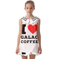 I Love Galao Coffee Kids  Pilgrim Collar Ruffle Hem Dress by ilovewhateva