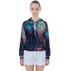 Elephant Tusks Trunk Wildlife Africa Women s Tie Up Sweat by Ndabl3x