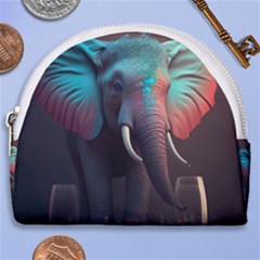 Elephant Tusks Trunk Wildlife Africa Horseshoe Style Canvas Pouch by Ndabl3x