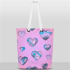Hearts Pattern Love Full Print Rope Handle Tote (small) by Ndabl3x