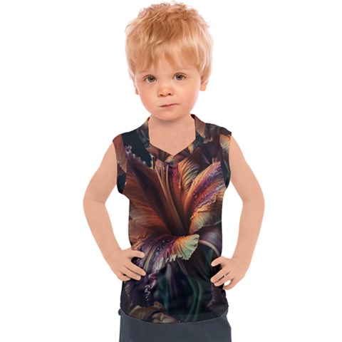 Flower Orange Lilly Kids  Sport Tank Top by Ndabl3x