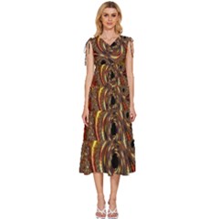 Geometric Art Fractal Abstract Art V-neck Drawstring Shoulder Sleeveless Maxi Dress by Ndabl3x