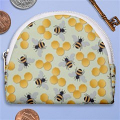 Honey Bee Bees Pattern Horseshoe Style Canvas Pouch by Ndabl3x