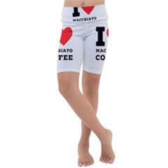 I Love Macchiato Coffee Kids  Lightweight Velour Cropped Yoga Leggings by ilovewhateva