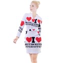 I love white coffee Button Long Sleeve Dress View1