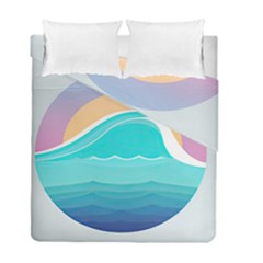 Tsunami Tidal Wave Minimalist Logo Ocean Sea Duvet Cover Double Side (full/ Double Size) by Wav3s
