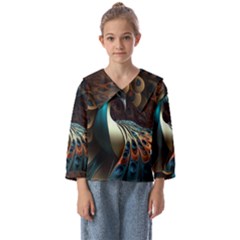 Peacock Bird Feathers Plumage Colorful Texture Abstract Kids  Sailor Shirt by Wav3s