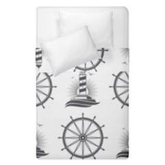 Marine-nautical-seamless-pattern-with-vintage-lighthouse-wheel Duvet Cover Double Side (single Size) by Wav3s