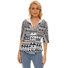 Boho-style-pattern Lightweight Drawstring Hooded Top by Wav3s