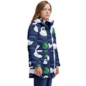 Swan-pattern-elegant-design Kids  Hooded Longline Puffer Jacket View2
