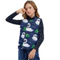 Swan-pattern-elegant-design Kid s Short Button Up Puffer Vest	 View3