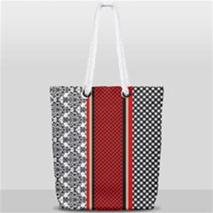 Background Damask Red Black Full Print Rope Handle Tote (small) by Ndabl3x