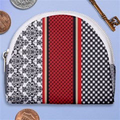 Background Damask Red Black Horseshoe Style Canvas Pouch by Ndabl3x
