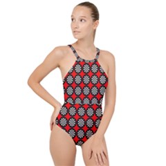 Dart Board Target Game High Neck One Piece Swimsuit by Ndabl3x