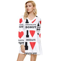 I Love Chocolate Donut Tiered Long Sleeve Mini Dress by ilovewhateva