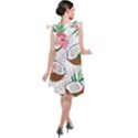 Seamless Pattern Coconut Piece Palm Leaves With Pink Hibiscus Tie Up Tunic Dress View2