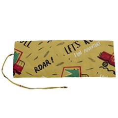 Childish-seamless-pattern-with-dino-driver Roll Up Canvas Pencil Holder (s) by Vaneshart
