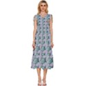 Fishes Pattern Background Theme Art V-Neck Drawstring Shoulder Sleeveless Maxi Dress View1