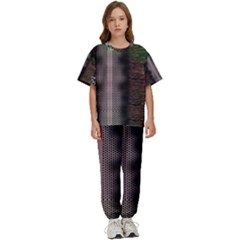 Leopard Animal Shawl Honeycomb Kids  Tee And Pants Sports Set by Vaneshop