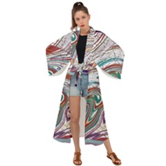Abstract Background Ornamental Maxi Kimono by Vaneshop