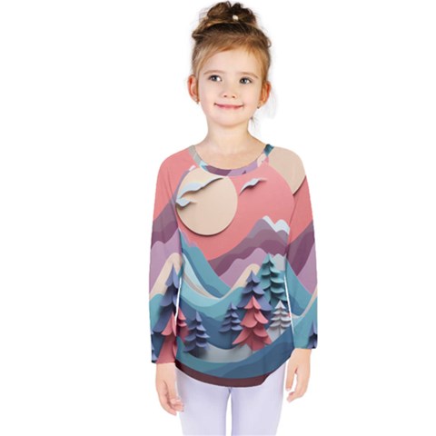 Paper Art Pastel Kids  Long Sleeve Tee by Vaneshop