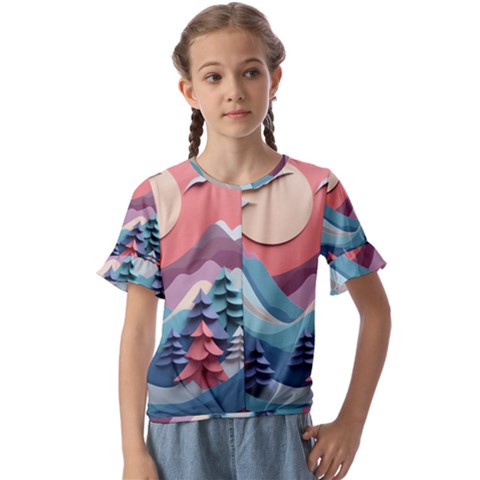 Paper Art Pastel Kids  Cuff Sleeve Scrunch Bottom Tee by Vaneshop