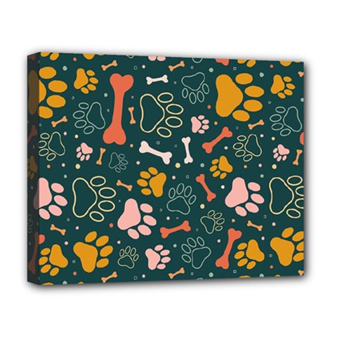Dog Paw Colorful Fabrics Digitally Deluxe Canvas 20  X 16  (stretched) by Wav3s