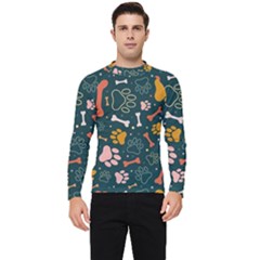 Dog Paw Colorful Fabrics Digitally Men s Long Sleeve Rash Guard by Wav3s